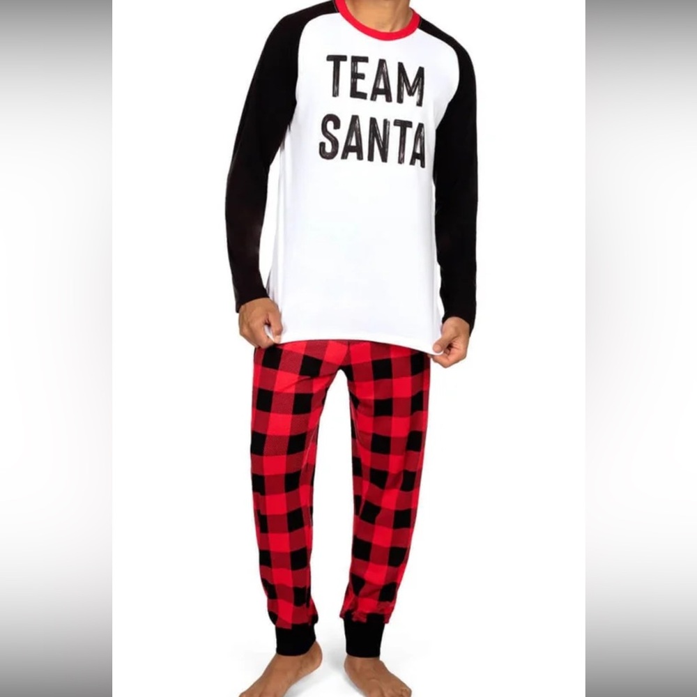 NWT Tipsy Elves Men’s Team Santa 🎅🏼 Pajama Set - Black and Red Plaid Size XL